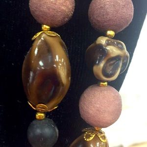 12” double layer necklace vintage bronze and beige